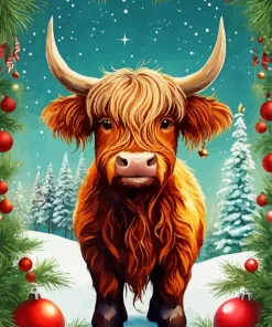 Highland Cow In Snow Diamond Painting