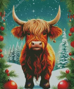 Highland Cow In Snow Diamond Painting