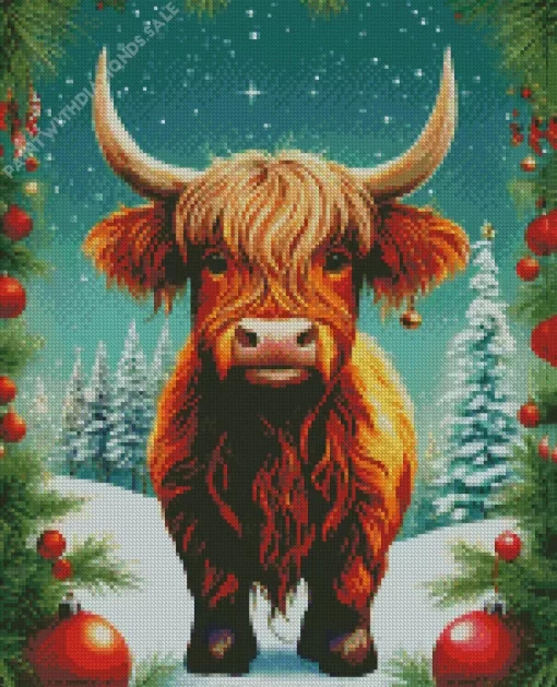 Highland Cow In Snow Diamond Painting