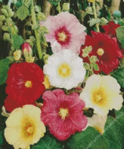 Hollyhocks Flower Diamond Painting