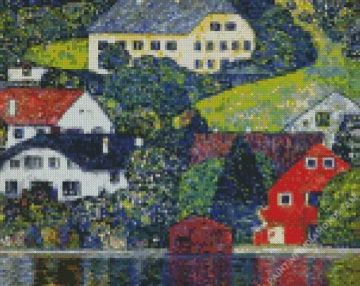 Houses at Unterach on the Attersee Diamond Paintings