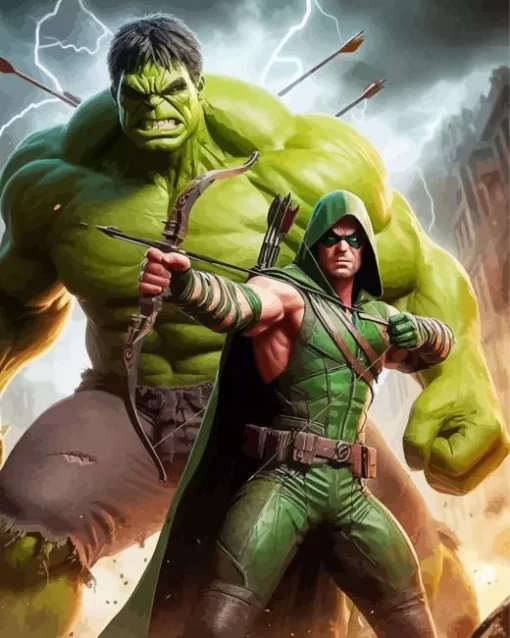 Hulk And Green Arrow Diamond With Numbers