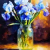 Irises In A Glass Jar Diamond Painting