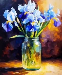 Irises In A Glass Jar Diamond Painting