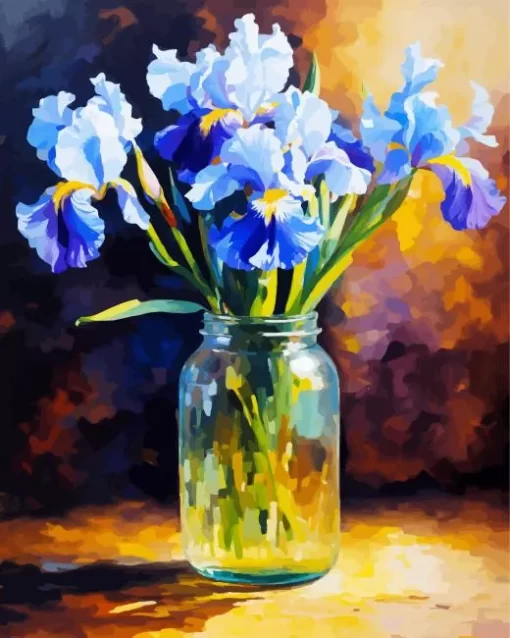 Irises In A Glass Jar Diamond Painting