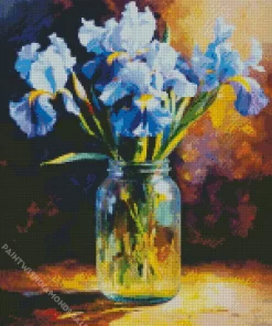 Irises In A Glass Jar Diamond Painting