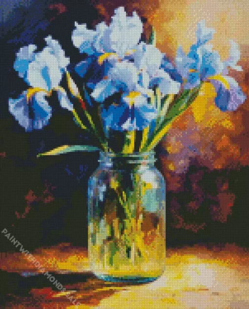 Irises In A Glass Jar Diamond Painting