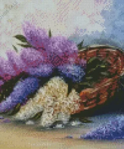 Lilacs In Basket Art Diamond Painting