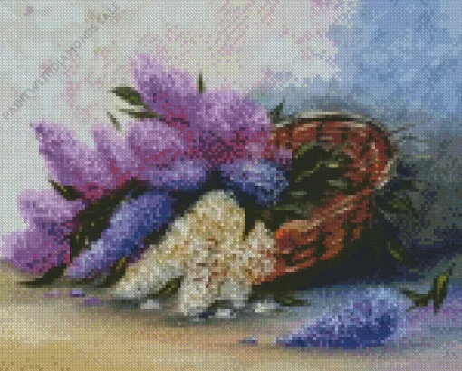 Lilacs In Basket Art Diamond Painting