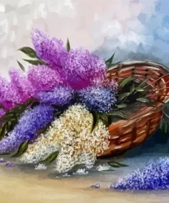 Lilacs In Basket Art Diamond Painting