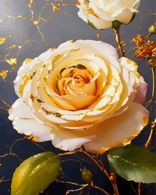 Marble Rose With Gold Sparkle Diamond Painting