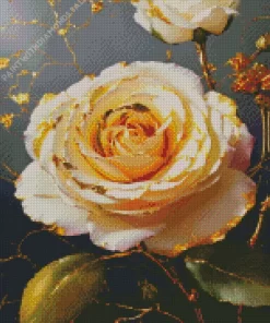 Marble Rose With Gold Sparkle Diamond Painting