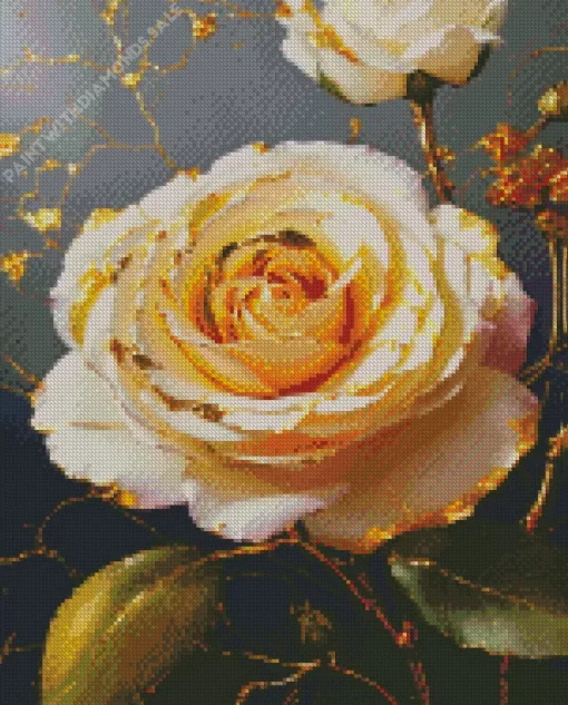 Marble Rose With Gold Sparkle Diamond Painting