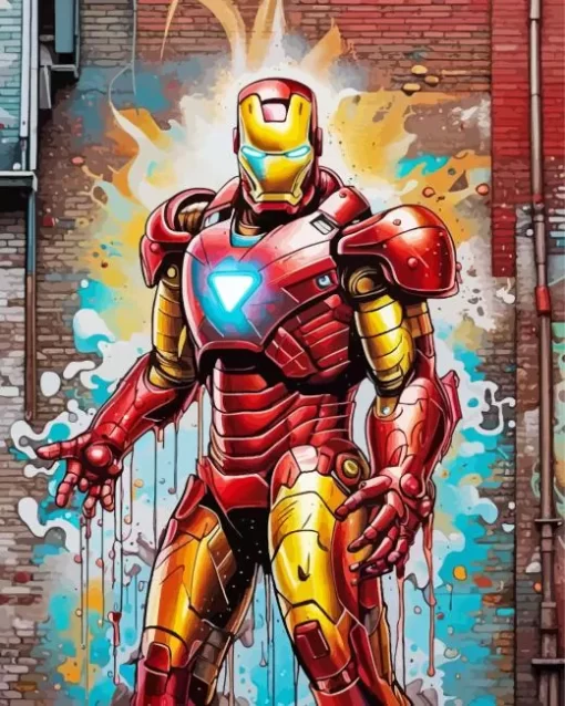 Marvel Iron Man Mural Art Diamond With Numbers