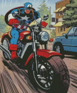 Marvel captain america on motorcycle Diamond Paintings