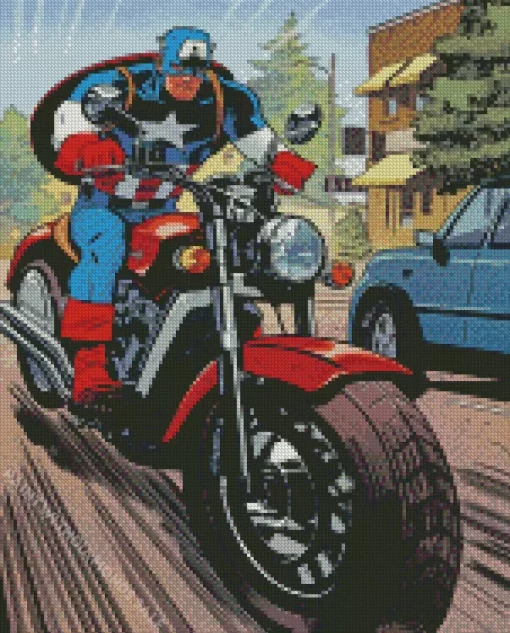 Marvel captain america on motorcycle Diamond Paintings