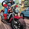 Marvel captain america on motorcycle Diamond With Numbers