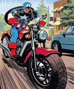 Marvel captain america on motorcycle Diamond With Numbers