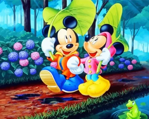 Mickey Mouse And Minnie Walking Diamond Painting