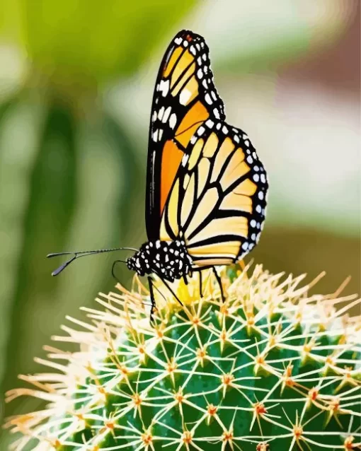 Monarch Butterfly On A Cactus Diamond Painting