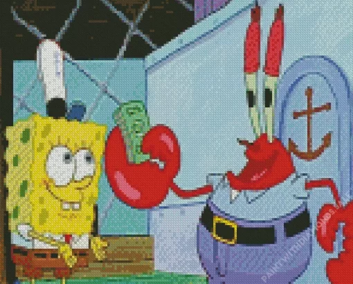 Mr Krabs and SpongeBob SquarePants Diamond Painting