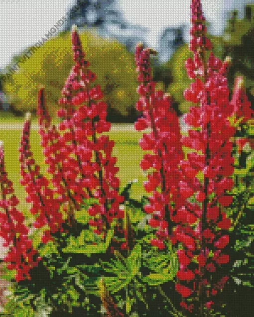 My Castle Red Lupine Plant Diamond Painting