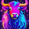 Neon Highland Cow Diamond Painting