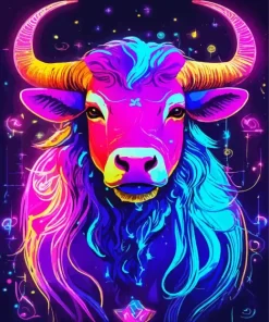 Neon Highland Cow Diamond Painting