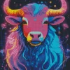 Neon Highland Cow Diamond Painting