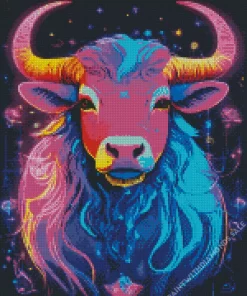 Neon Highland Cow Diamond Painting