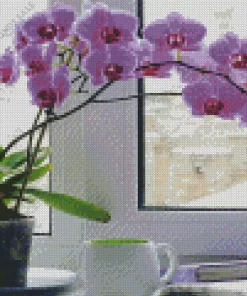 Orchids In Vase Diamond Painting