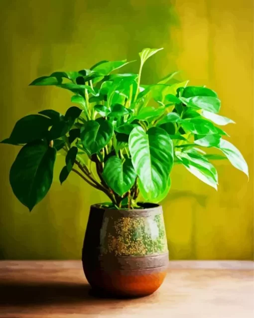 Philodendron In A Decorative Pot Diamond Painting