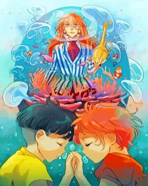 Ponyo And Sosuke With Fujimoto Diamond Paints