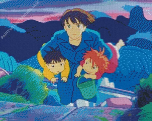 Ponyo With Lisa And Sosuke Diamond Dotz