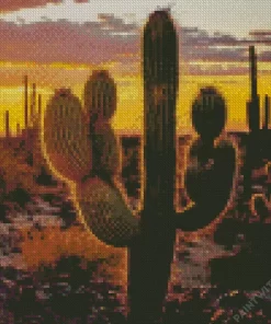 Saguaro Cactus At Sunset Diamond Painting