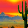 Saguaro Cactus Sunset Diamond Painting