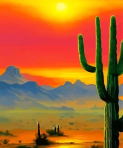 Saguaro Cactus Sunset Diamond Painting