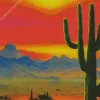 Saguaro Cactus Sunset Diamond Painting