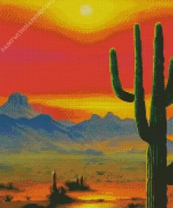 Saguaro Cactus Sunset Diamond Painting