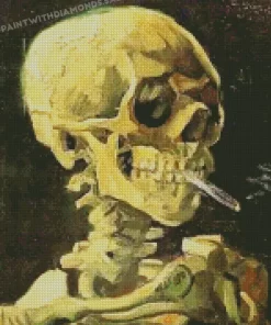 Skull With Burning Cigarette Diamond Painting