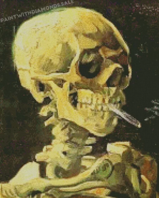 Skull With Burning Cigarette Diamond Painting