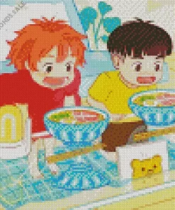 Sosuke And Ponyo Eating Diamond Dotz