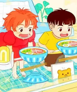 Sosuke And Ponyo Eating Diamond Paints