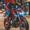 Spider Man On Motorcycle Diamond Paintings