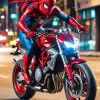 Spider Man On Motorcycle Diamond With Numbers