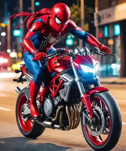 Spider Man On Motorcycle Diamond With Numbers