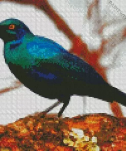 Starling Blue Eared Bird Diamond Painting