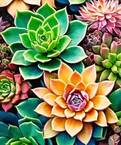 Succulent With Flowers Diamond Painting