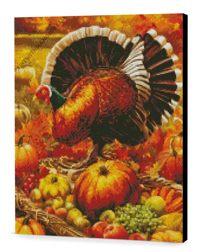 Thanksgiving Turkey And Pumpkins Thanksgiving diamond painting kits