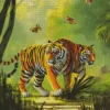 Tigers And Butterflies Diamond Painting